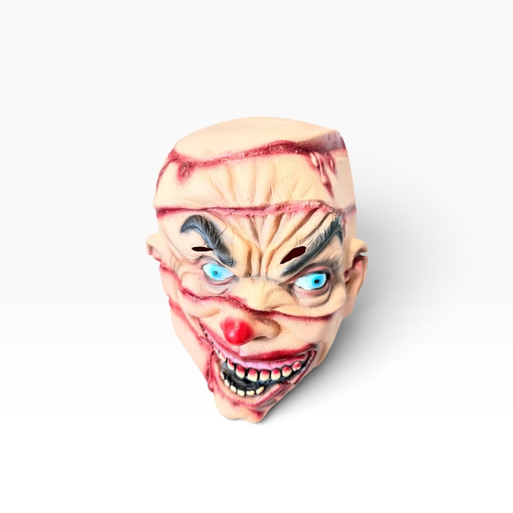 Horror Clown Mask Adult One Size Beige Sliced Head Bloody Latex Halloween Mask